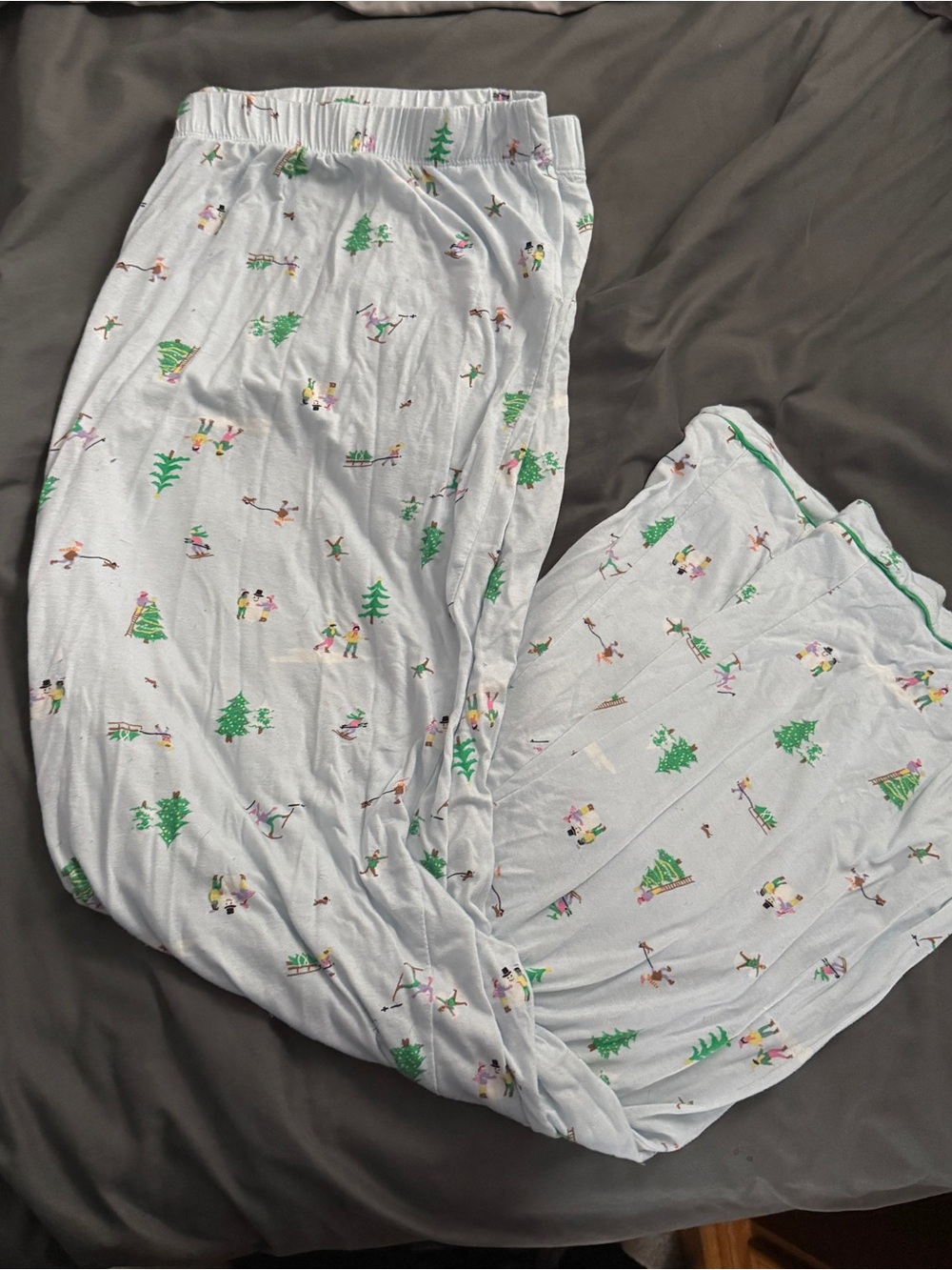 Women’s Light Blue Holiday Tree Print Pajama Pants XL
